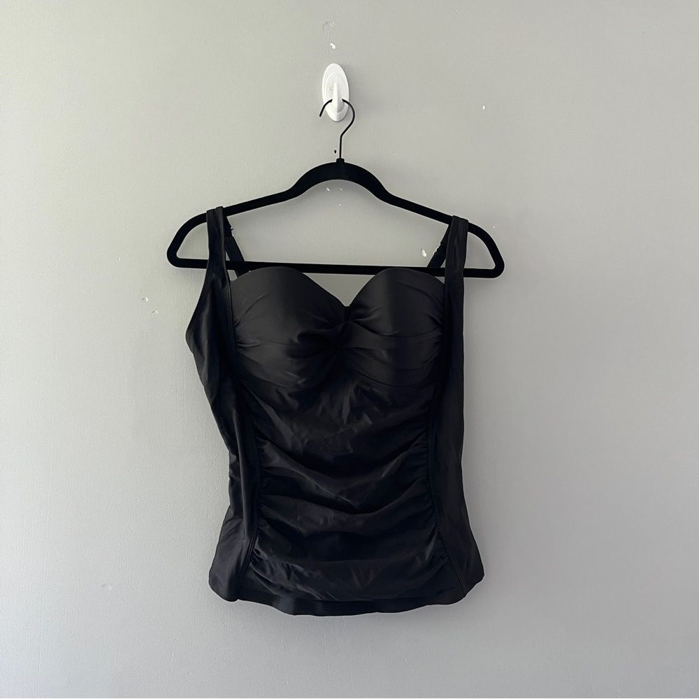 NEW Nicole Miller Studio Black Tankini Swimsuit Top Size XL